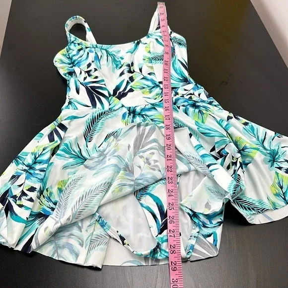 Sonnet Shores Skirted One Piece Bathing Suit 6 Leaf Print Full Coverage … - Picture 11 of 13